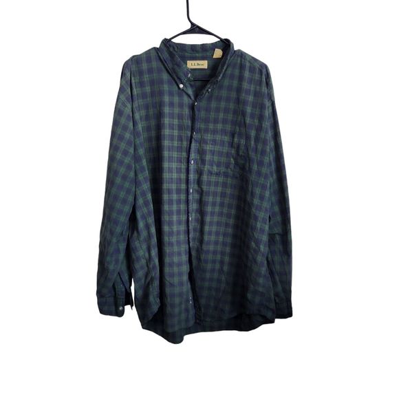 LL Bean Vintage Shirt Green Plaid‎ Lightweight 19th Century Men's Size XXL - Picture 1 of 6